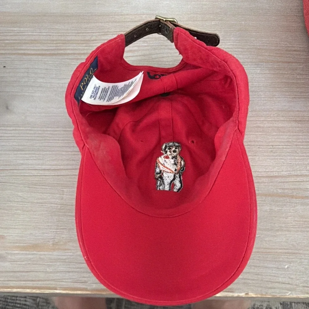 Polo Ralph Lauren Polo Bear Twill Ball Cap Red Tuxedo Bear Scuba Adjustable Hat